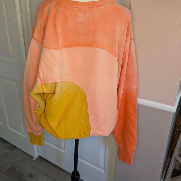 Free People Colorblock Sweatshirt in Orange and Yellow - Picture 6 of 9